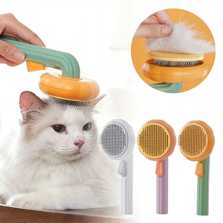 Self-Cleaning Pumpkin Cat Brush