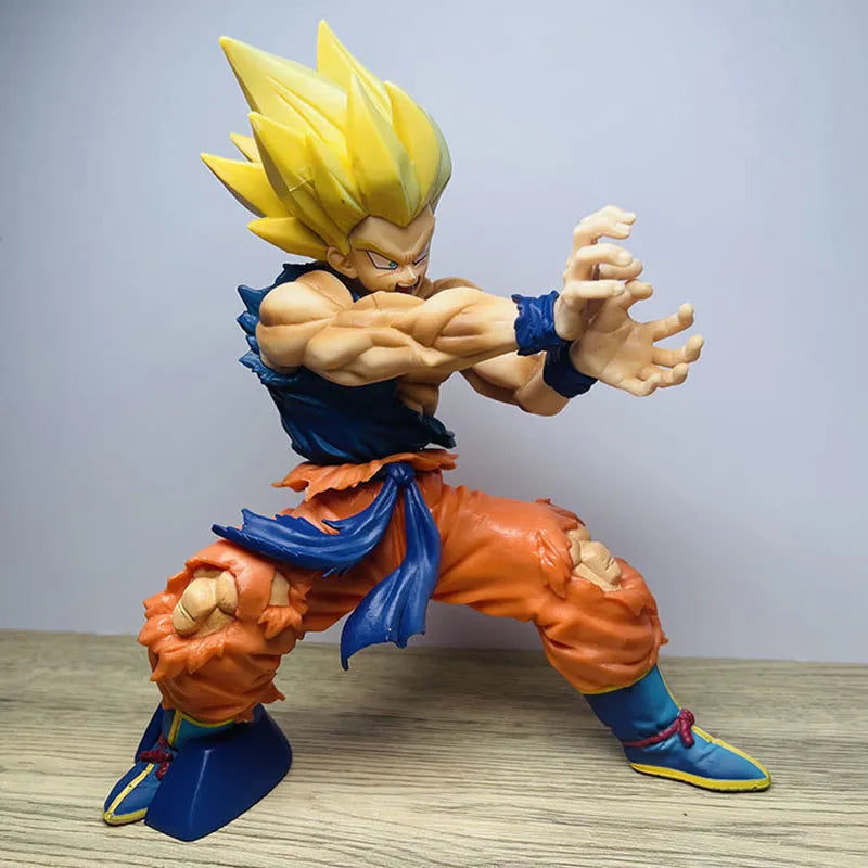 18CM Anime Dragon Ball Figure Battle Damage Goku Shockwave Manga Statue PVC Action Figure Collection Model Toys Doll Accessories